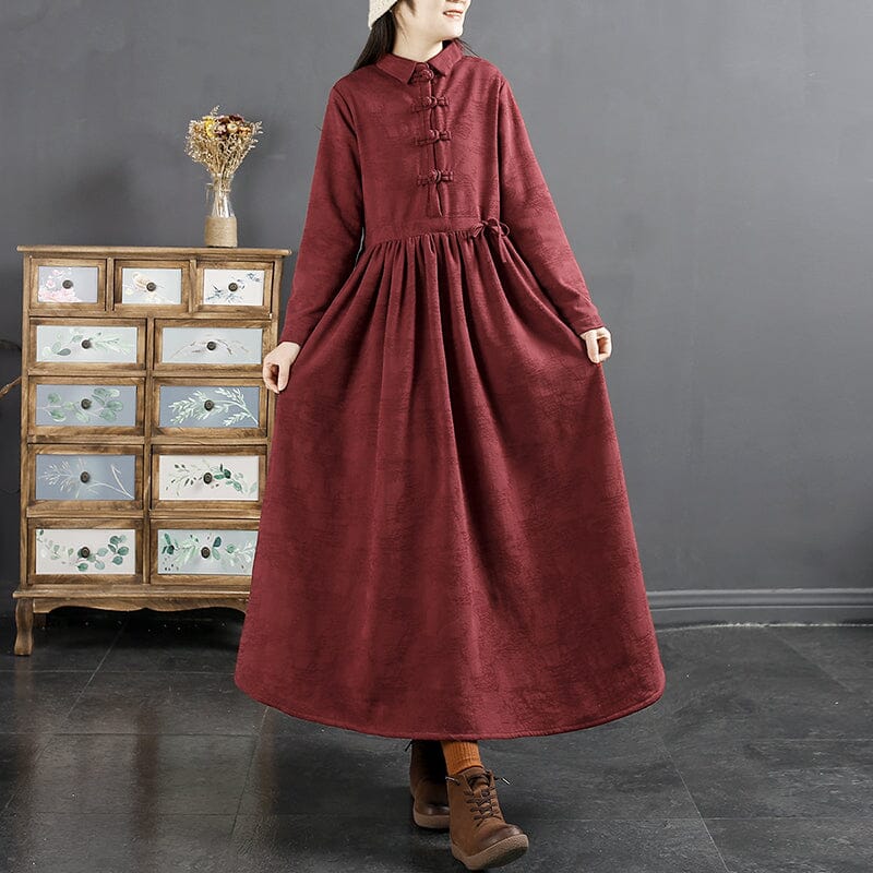 Winter Retro Casual Jacquard Furred Dress