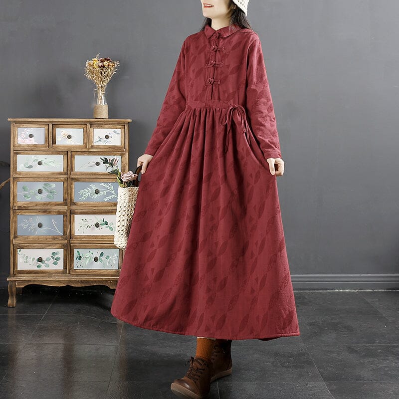 Winter Retro Casual Jacquard Furred Dress