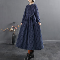 Winter Retro Casual Plush Belt A-Line Dress