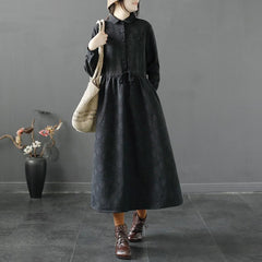 Winter Retro Cotton Linen Loose Plush Dress