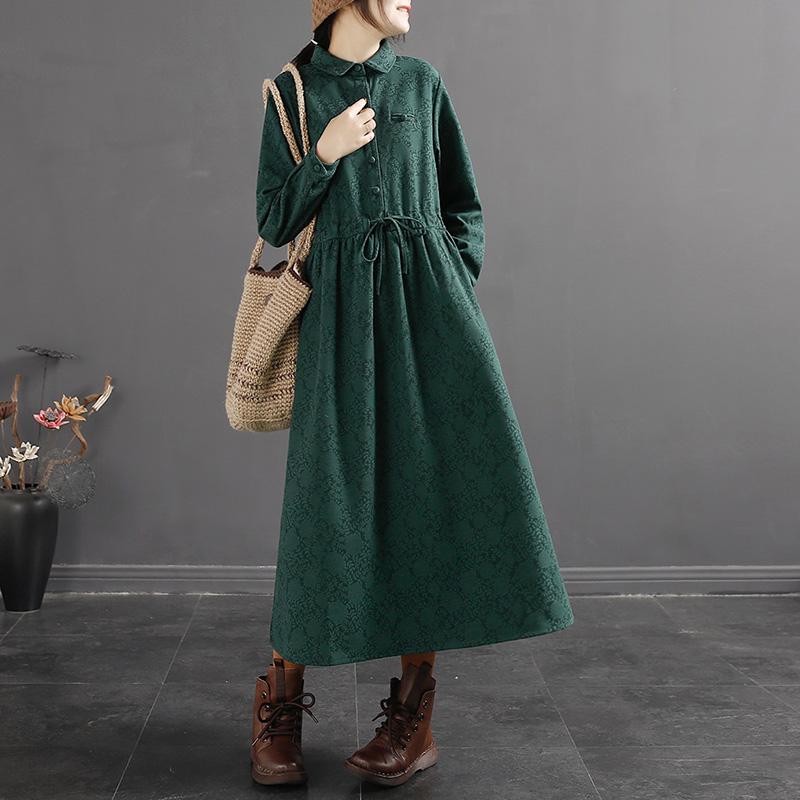 Winter Retro Cotton Linen Loose Plush Dress