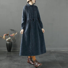 Winter Retro Cotton Linen Loose Plush Dress