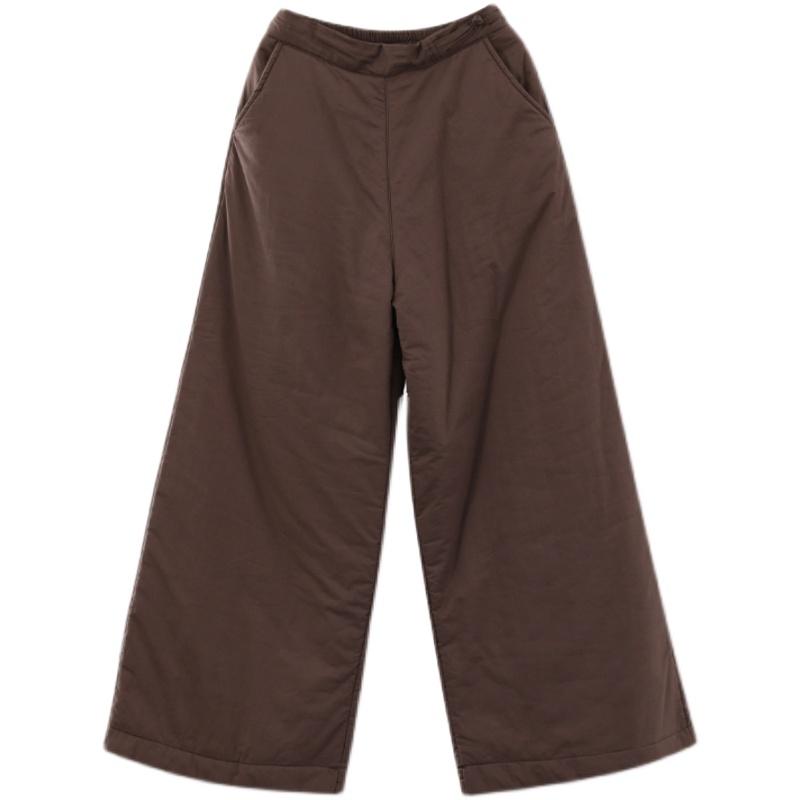 Winter Retro Cotton Linen Padded Wide Leg Pants