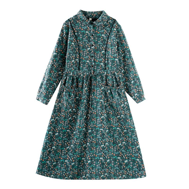 Winter Retro Floral Loose Plush A-Line Dress