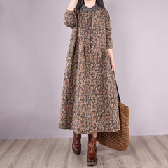 Winter Retro Floral Plus Size Loose Casual Dress