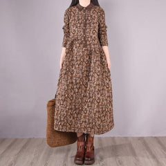 Winter Retro Floral Plus Size Loose Casual Dress