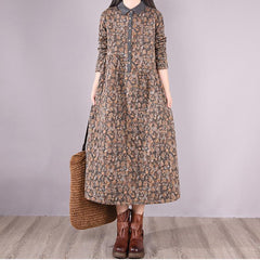 Winter Retro Floral Plus Size Loose Casual Dress