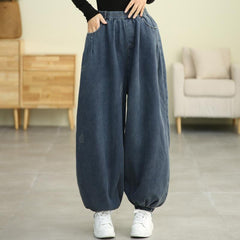 Winter Retro Plush Bloomers Loose Cotton Jeans