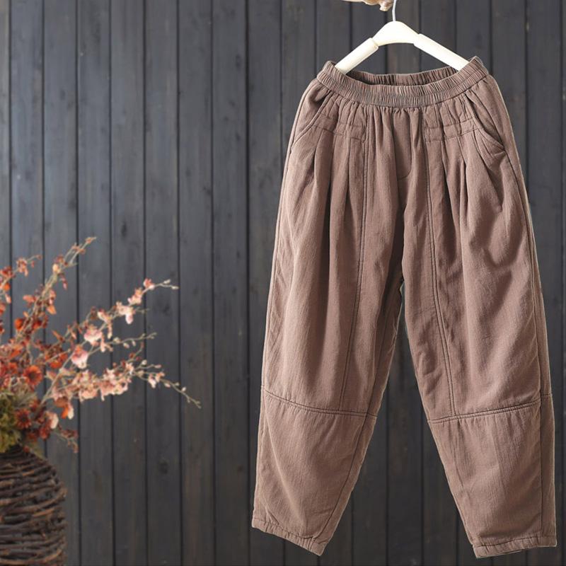 Winter Retro Thick Loose Cotton Padded Casual Pants