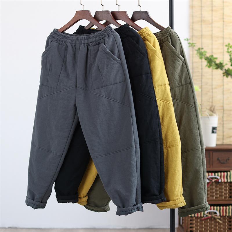 Winter Retro Thicken Cotton Linen Casual Pants