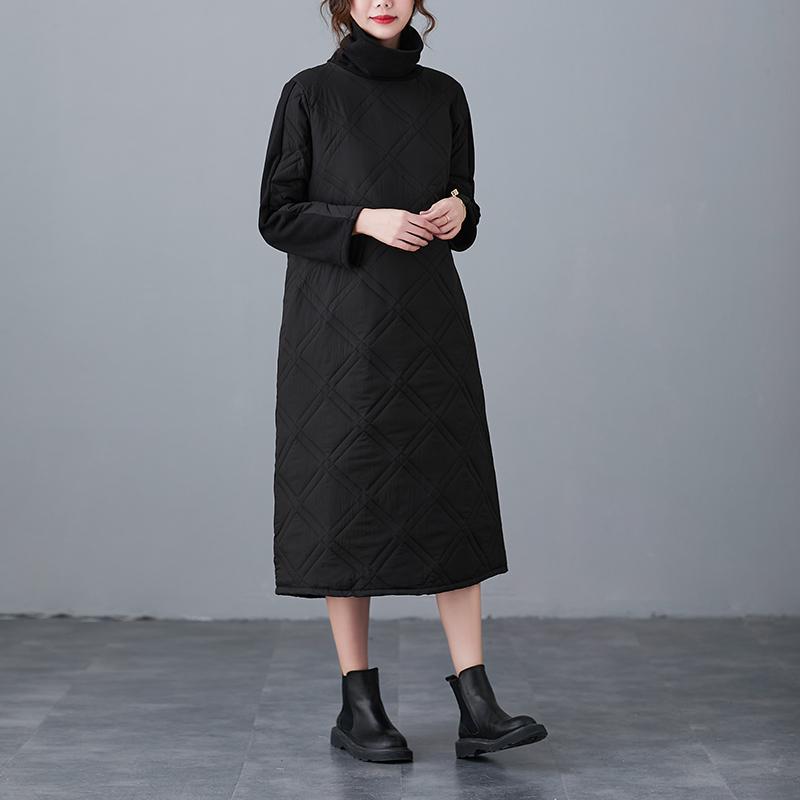 Winterkleid mit festem Rollkragen, lockerem, dickem A-Linien-Kleid