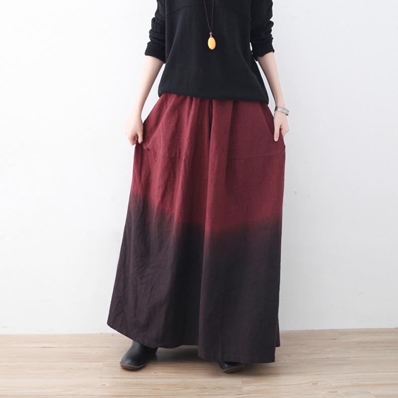 Winter Spring Loose Casual Linen Gradient Wide Leg Pants