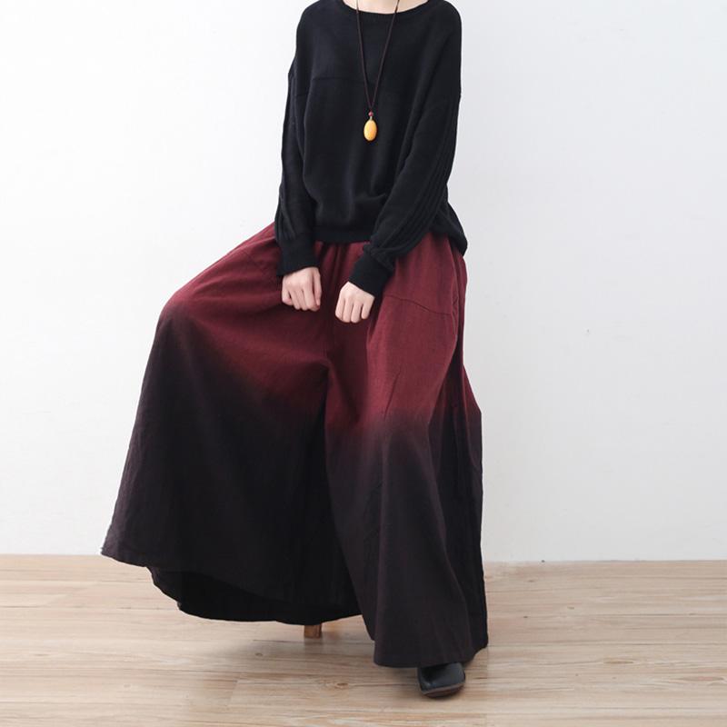 Winter Spring Loose Casual Linen Gradient Wide Leg Pants