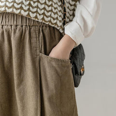 Winter Spring Retro Corduroy Cotton A-Line Skirt