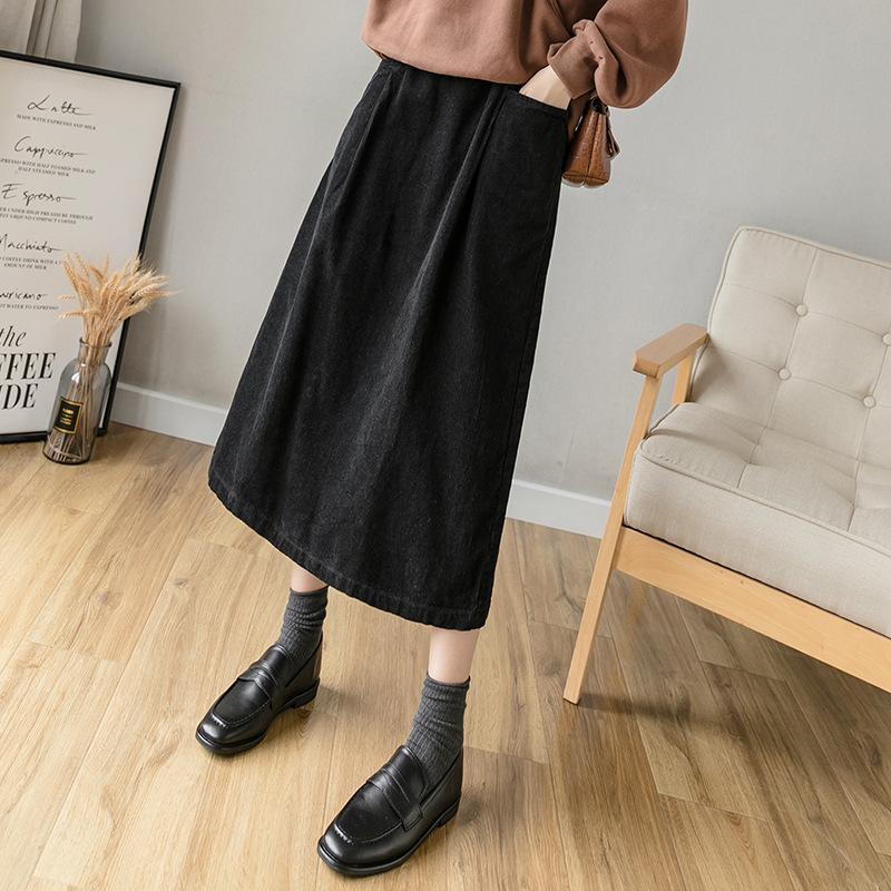 Winter Spring Retro Corduroy Cotton A-Line Skirt