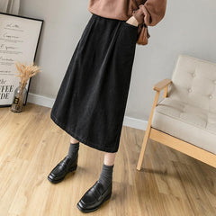 Winter Spring Retro Corduroy Cotton A-Line Skirt