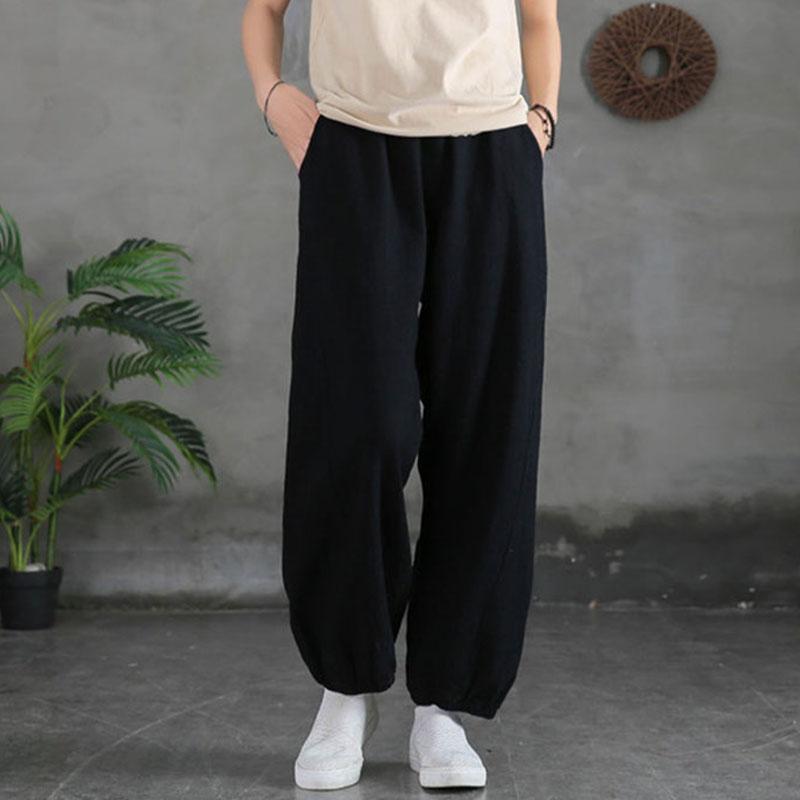 Winter Spring Retro Loose Bloomer Linen Pants