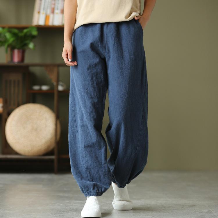 Winter Spring Retro Loose Bloomer Linen Pants