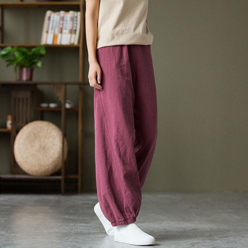 Winter Spring Retro Loose Bloomer Linen Pants