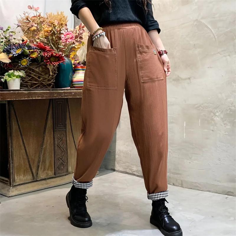 Winter Women Casual Patchwork Loose Harem Pants