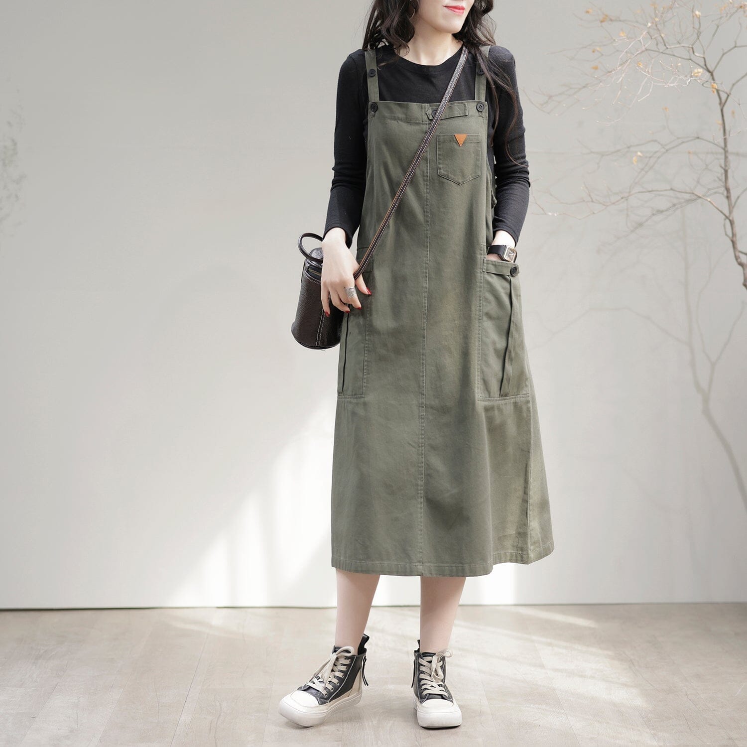 Women Casual Minimalism Patchwork Sleeveless Dress