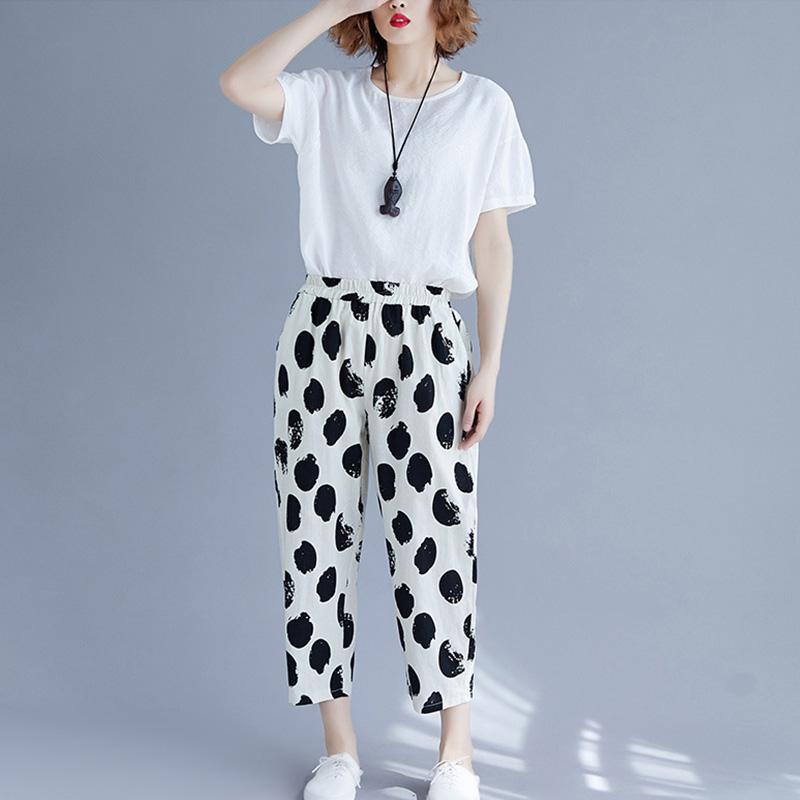 Women Loose Printed Elastic Pants