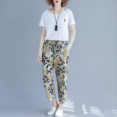 Women Loose Printed Elastic Pants