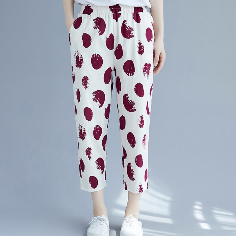 Women Loose Printed Elastic Pants