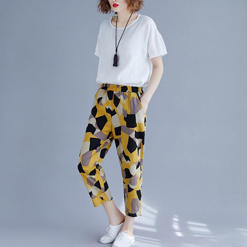 Women Loose Printed Elastic Pants