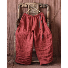 Damen Retro Loose Solid Leinen Bloomers