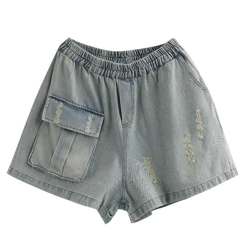 Frauen Retro Lose Sommer Baumwolle Denim Shorts