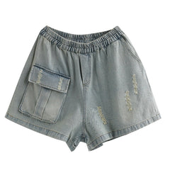 Women Retro Loose Summer Cotton Denim Shorts