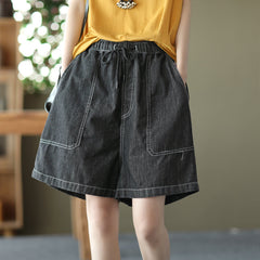 Women Retro Loose Summer Cotton Denim Shorts