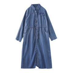 Women Retro Spring Lacing Denim Dress