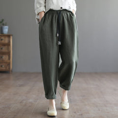 Women Retro Spring Linen Casual Loose Pants