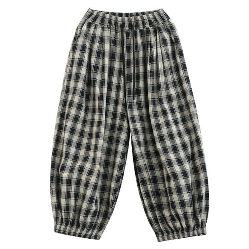 Frauen Frühling Casual Lose Plaid Harem Hosen