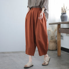 Women Spring Casual Loose Solid Patchwork Pants