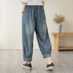 Women Spring Casual Patchwork Cotton Harem Jeans