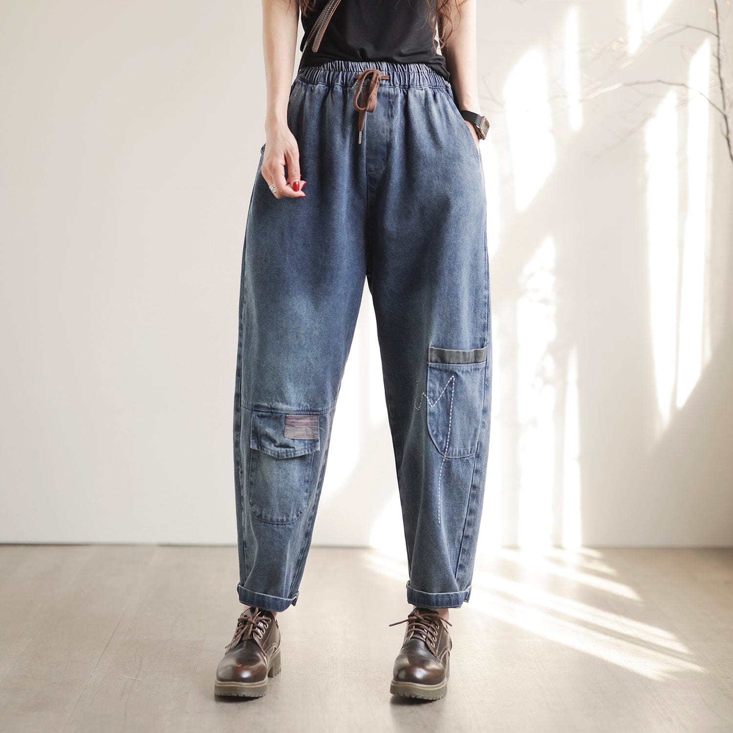 Frauen Frühling Casual Patchwork Harem Jeans