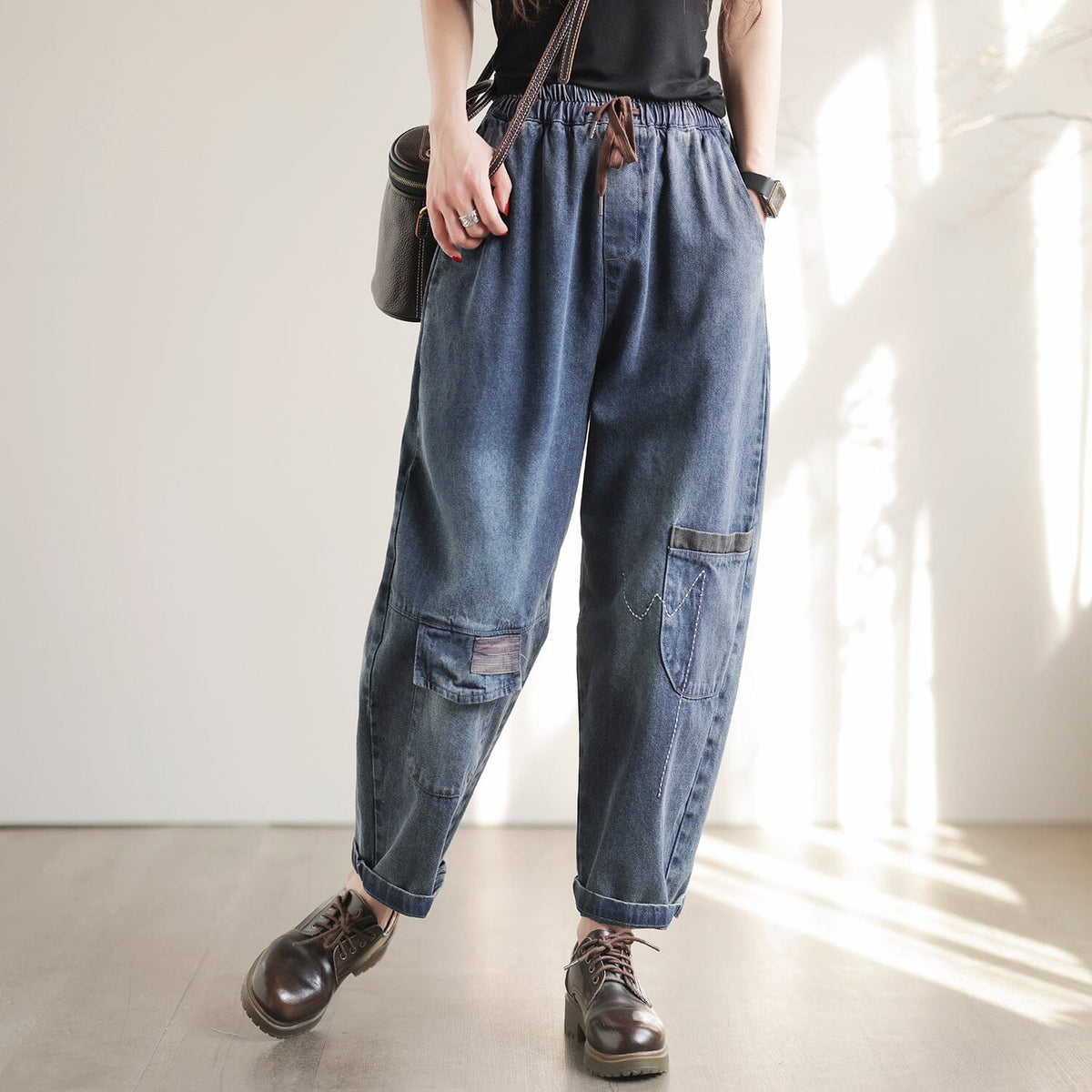 Frauen Frühling Casual Patchwork Harem Jeans