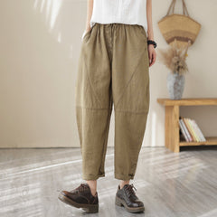 Women Spring Casual Solid Loose Linen Pants