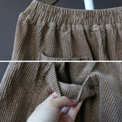 Women Spring Cotton Corduroy Retro Casual Pants