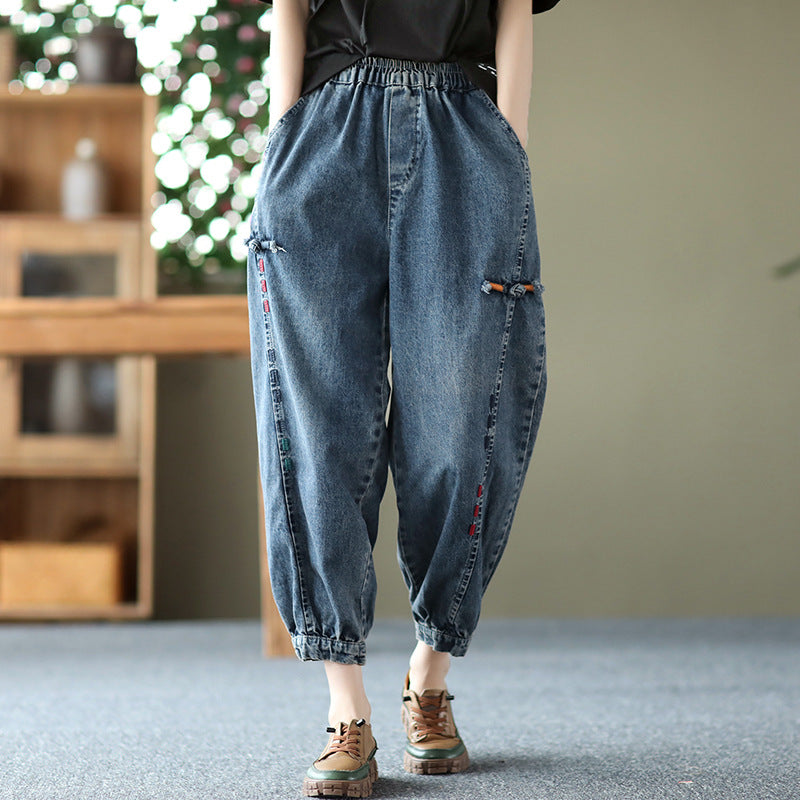 Women Spring Cotton Denim Casual Loose Jeans