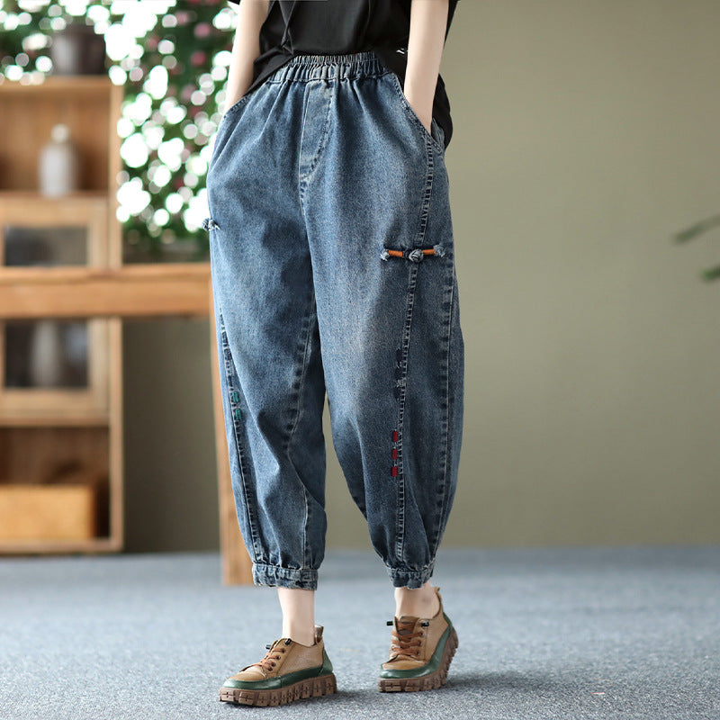 Women Spring Cotton Denim Casual Loose Jeans