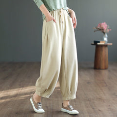 Women Spring Cotton Knitted Casual Loose Pants