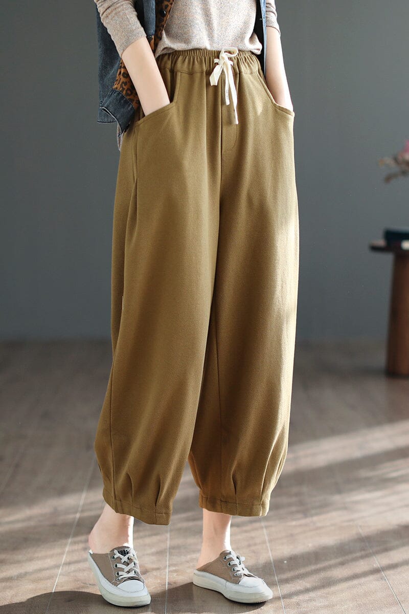 Women Spring Cotton Knitted Casual Loose Pants