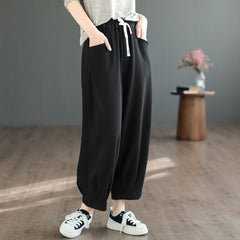 Women Spring Cotton Knitted Casual Loose Pants