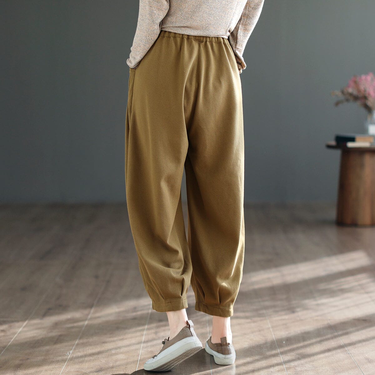 Women Spring Cotton Knitted Casual Loose Pants