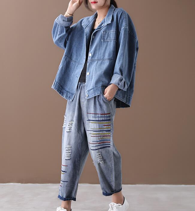 Denim Loose Blouse Women Shirts Tops WG961707