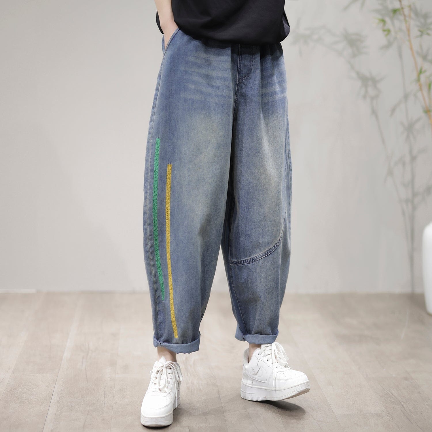 Women Spring Retro Casual Harem Jeans